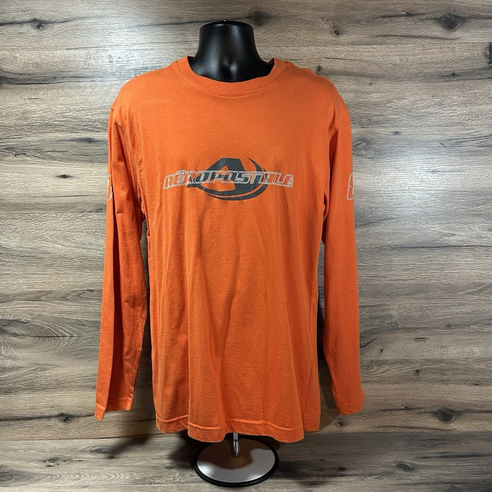 Vintage Aeropostale T Shirt‎ Adult Large Orange Long Sleeve